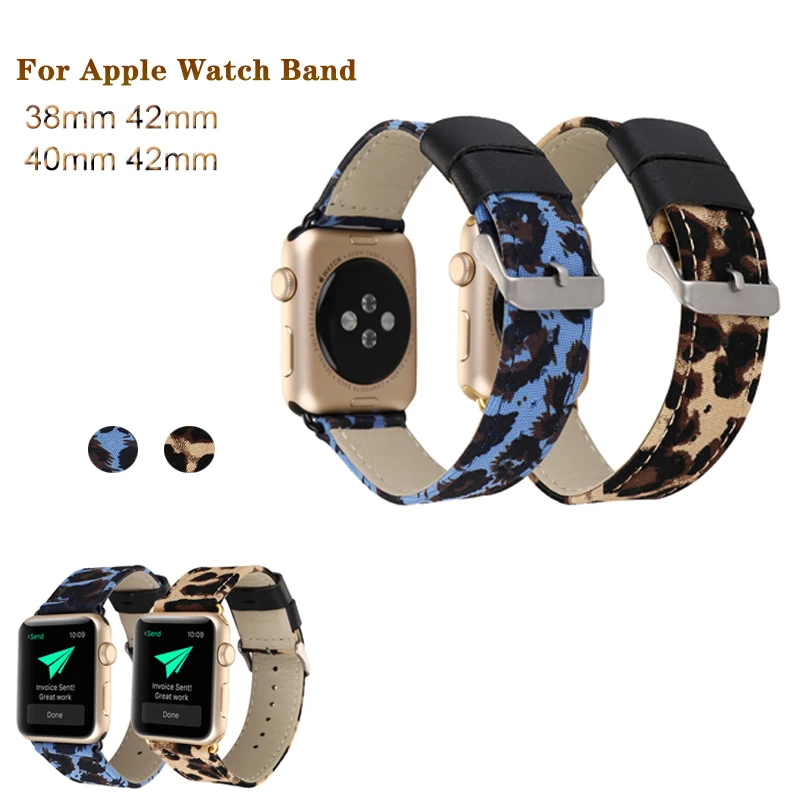 New Genuine Leather Strap for Apple watchband 4 44/40mm Leopard Canvas Bracelet Replacement band for IWatch series 3 2 1 38/42mm
New Genuine Leather Strap for Apple watchband 4 44/40mm Leopard Canvas Bracelet Replacement band for IWatch series 3 2 1 38/42mm