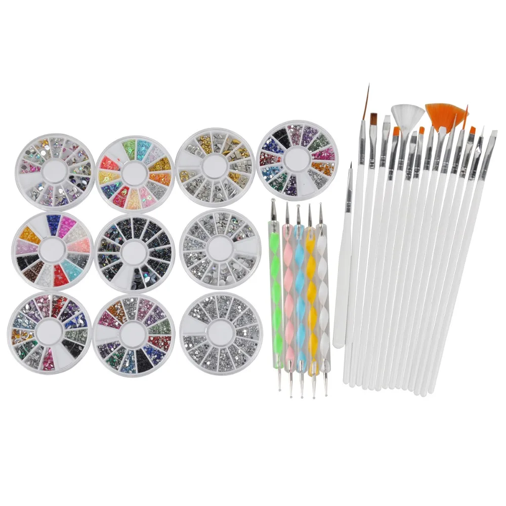 3D Nail Art Manicure Wheel Nail Rhinestones Decoration with Metal Studs, 15Pcs Nail Art Brushes, 5Pcs Double Side Dotting Tools
3D Nail Art Manicure Wheel Nail Rhinestones Decoration with Metal Studs, 15Pcs Nail Art Brushes, 5Pcs Double Side Dotting Tools