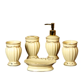 European ceramic bathroom simple five-piece suit accessories high-grade washing set cup LO725328
European ceramic bathroom simple five-piece suit accessories high-grade washing set cup LO725328