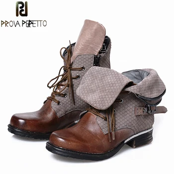 Prova Perfetto High Quality Ankle Boots Lace Up Motorcycle Boots Cool Casual Flats Square Toe Shoes Woman Design Zapatos Mujer
Prova Perfetto High Quality Ankle Boots Lace Up Motorcycle Boots Cool Casual Flats Square Toe Shoes Woman Design Zapatos Mujer