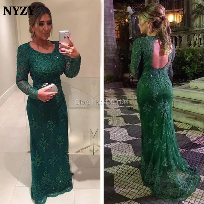NYZY M181 Emerald Green Formal Dress Party Mother of the Bride Lace Long Sleeve Keyhole Back Mermaid vestidos de festa
NYZY M181 Emerald Green Formal Dress Party Mother of the Bride Lace Long Sleeve Keyhole Back Mermaid vestidos de festa
