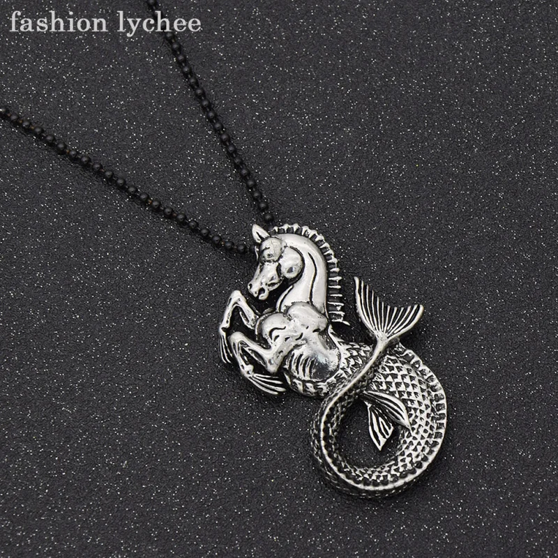 fashion lychee New Arrival Sea Horse Mermaid Tail Pendant Chain Necklace Titanium Stainless Steel Jewelry For Men Women
fashion lychee New Arrival Sea Horse Mermaid Tail Pendant Chain Necklace Titanium Stainless Steel Jewelry For Men Women