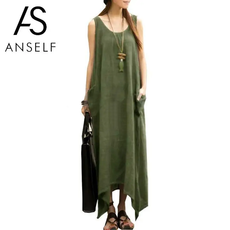 Baggy Maxi Dress Women Cotton Summer Dress 2019 Vintage Long Robe Asymmetrical Dress Sleeveless Pocket Ethnic Shirt Dress female
Baggy Maxi Dress Women Cotton Summer Dress 2019 Vintage Long Robe Asymmetrical Dress Sleeveless Pocket Ethnic Shirt Dress female