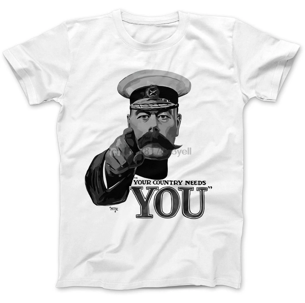 2018 New Summer T-shirts Lord Kitchener Your Country Needs You T-Shirt 100% Cotton World War 2 Novelty Tee Free Shipping | Мужская