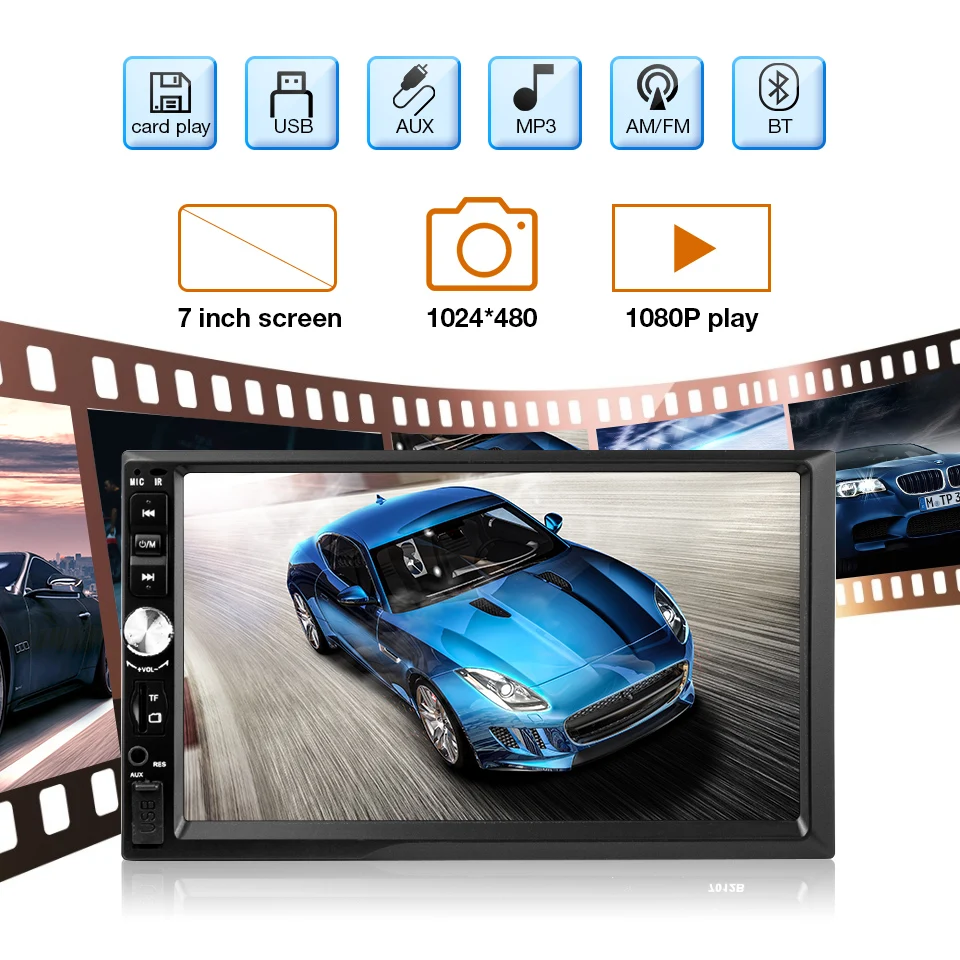 2 Din General Car Radio 7'' LCD Touch Screen Car Radio Player Bluetooth Car Audio Support Rear View Camera Car Multimedia Player
2 Din General Car Radio 7'' LCD Touch Screen Car Radio Player Bluetooth Car Audio Support Rear View Camera Car Multimedia Player