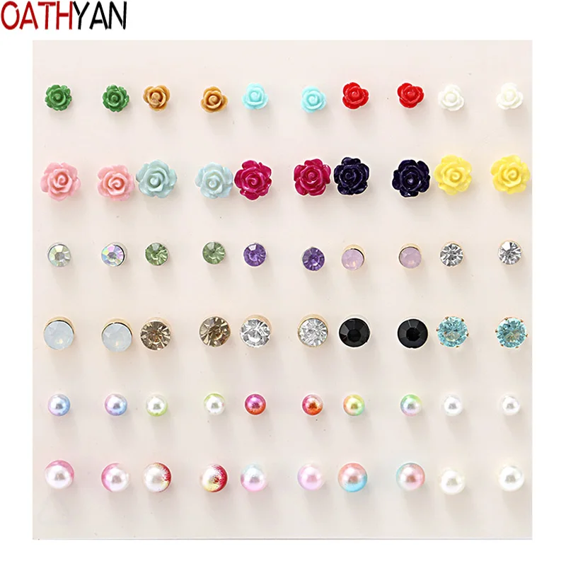 OATHYAN 30 Pairs/set Trendy Resin Flower Stud Earrings For Women Acrylic Colorful Simulated Pearl Small Earring Sets Wholesale
OATHYAN 30 Pairs/set Trendy Resin Flower Stud Earrings For Women Acrylic Colorful Simulated Pearl Small Earring Sets Wholesale