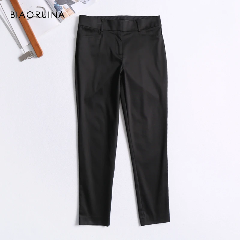 BIAORUINA Women Black Solid All-match Pencil Pant Ankle Length Female Fashion High Waist Pant Women's Breathable Casual Pants
BIAORUINA Women Black Solid All-match Pencil Pant Ankle Length Female Fashion High Waist Pant Women's Breathable Casual Pants