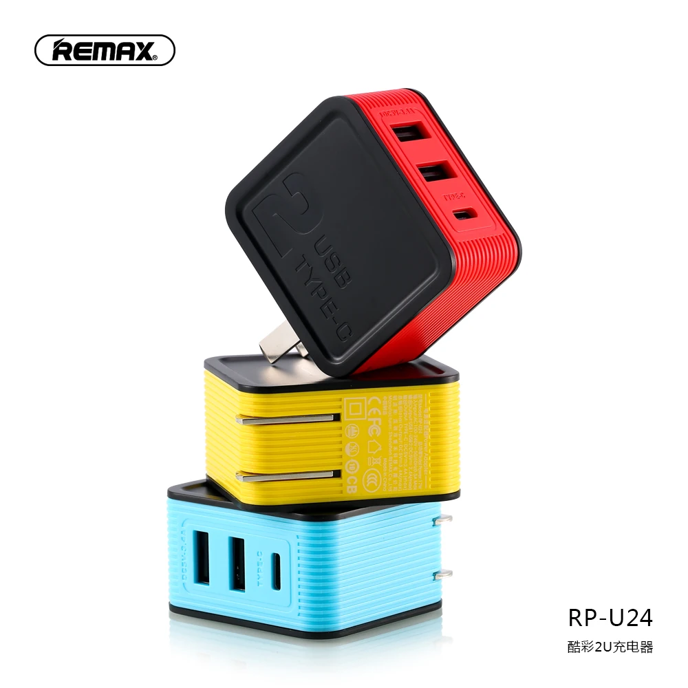 

Remax RP-U24 Phone Charger 2 USB 3.4A Fast Charging USB Charger Adapter Type C Travel Charger Universal For IOS Android Phones