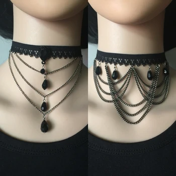 Harajuku Punk Water Drop Pendant Collar Harness Black Multilayer Neck Harness Gothic Style Handmade Harness B0678
Harajuku Punk Water Drop Pendant Collar Harness Black Multilayer Neck Harness Gothic Style Handmade Harness B0678