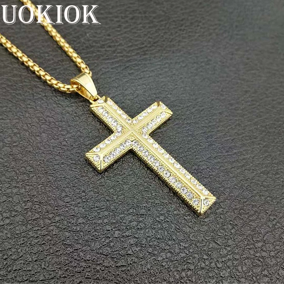Hip Hop Iced Out Cross Pendant Necklace For Women/Men Gold Color Stainless Steel Christian Golden Jewelry Dropshipping
Hip Hop Iced Out Cross Pendant Necklace For Women/Men Gold Color Stainless Steel Christian Golden Jewelry Dropshipping