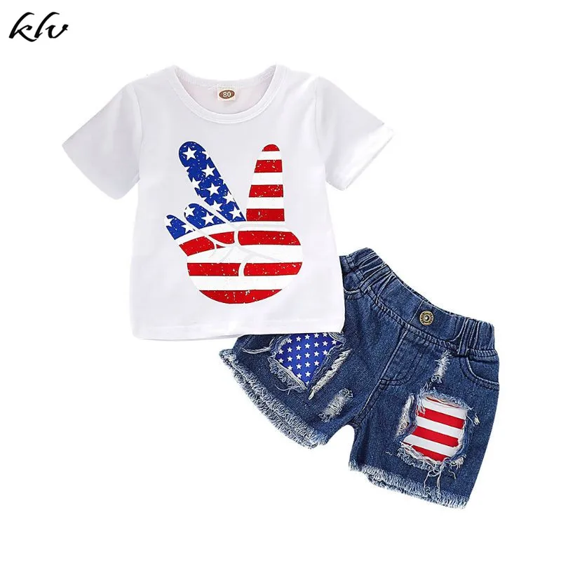 July Baby Boys Girls Clothes American Flag Print Short Sleeve T-Shirt Tops + Demin Shorts Pants Summer Outfits Set
July Baby Boys Girls Clothes American Flag Print Short Sleeve T-Shirt Tops + Demin Shorts Pants Summer Outfits Set