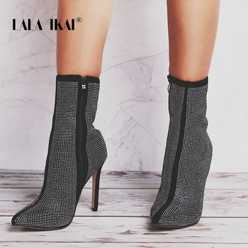 LALA IKAI Women Ankle Pointed Toe Boots Rhinestone Zipper Bling Autumn High Heels Shoes Zapatos Mujer Botines 014C2431 -49
LALA IKAI Women Ankle Pointed Toe Boots Rhinestone Zipper Bling Autumn High Heels Shoes Zapatos Mujer Botines 014C2431 -49