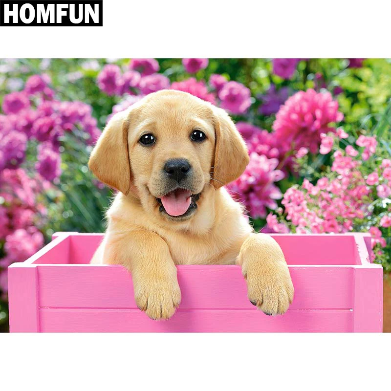 HOMFUN Full Square/Round Drill 5D DIY Diamond Painting "Dog & Flower" Embroidery Cross Stitch 5D Home Decor Gift
HOMFUN Full Square/Round Drill 5D DIY Diamond Painting "Dog & Flower" Embroidery Cross Stitch 5D Home Decor Gift