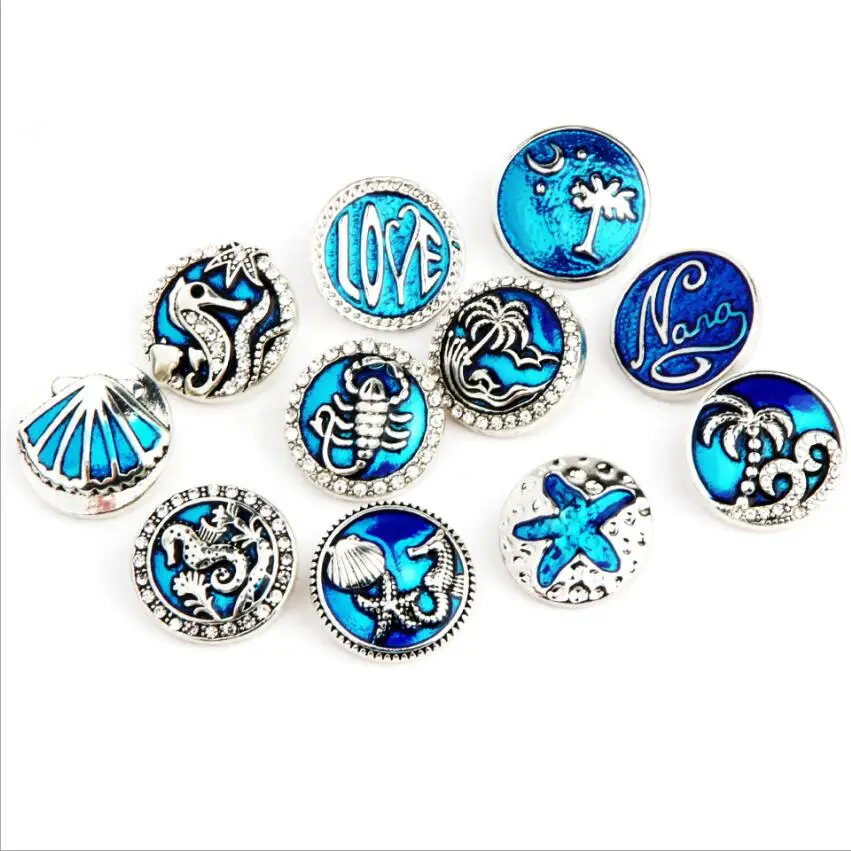 Navy Ocean Marine Life 18mm Snap Button Shell Starfish Patterns Beach Style Ginger Snaps DIY Bracelets Necklace Jewelry
Navy Ocean Marine Life 18mm Snap Button Shell Starfish Patterns Beach Style Ginger Snaps DIY Bracelets Necklace Jewelry