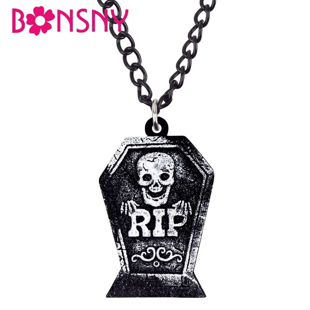 Bonsny Acrylic Halloween Tombstone Skull Pendant Chain Choker Fashion Jewelry Necklace For Women Teens Kids Gift Souvenir
Bonsny Acrylic Halloween Tombstone Skull Pendant Chain Choker Fashion Jewelry Necklace For Women Teens Kids Gift Souvenir