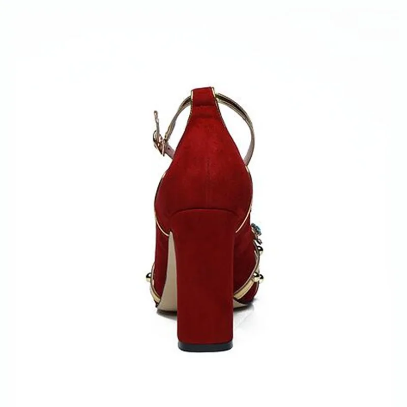 2018-latest-designer-rhinetone-suede-pumps-sexy-round-toe-square-heel-ankle-strap-shoes-woman-red (2)