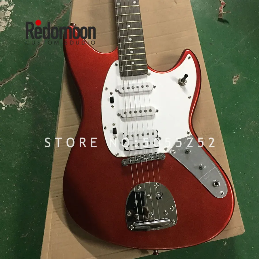 

Factory custom Jazz electric guitar with sparkling paint red color rosewood fretboard musical instrument shop