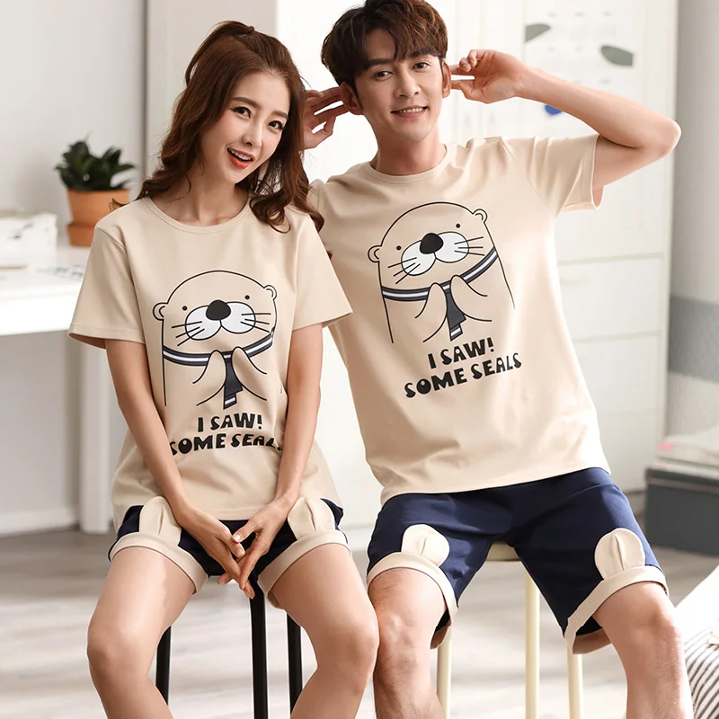 Lover Pajamas high quality Summer new Cotton Couple Pyjamas set short Sleeved Sleepwear suit Men and Women casual Homewear
Lover Pajamas high quality Summer new Cotton Couple Pyjamas set short Sleeved Sleepwear suit Men and Women casual Homewear