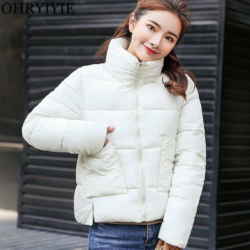 Фото OHRYIYIE 2018 белый осень-зима куртки Для женщин толстый теплый Стенд воротник парки