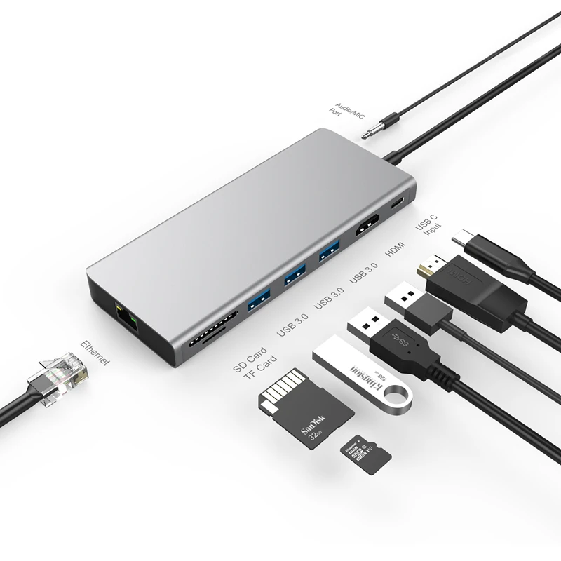 Адаптер AMKLE Type C USB HDMI 4K HUB RJ45 SD/TF PD Ethernet адаптер Thunderbolt Dongle|Кабели VGA| |