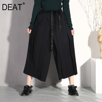 DEAT 2020 New Spring Summer High Waist Black Pleated Bandage Loose Wide Leg Pants Women Trousers Fashion Tide JO579
DEAT 2020 New Spring Summer High Waist Black Pleated Bandage Loose Wide Leg Pants Women Trousers Fashion Tide JO579