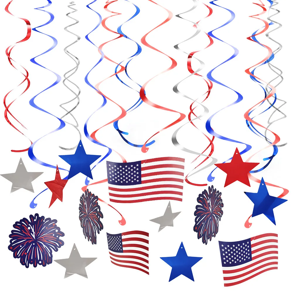 1set American Spiral Ornaments Independence Day Theme Hanging Swirl Banner Party Ceiling DIY Home Decorations Tassels Garland
1set American Spiral Ornaments Independence Day Theme Hanging Swirl Banner Party Ceiling DIY Home Decorations Tassels Garland