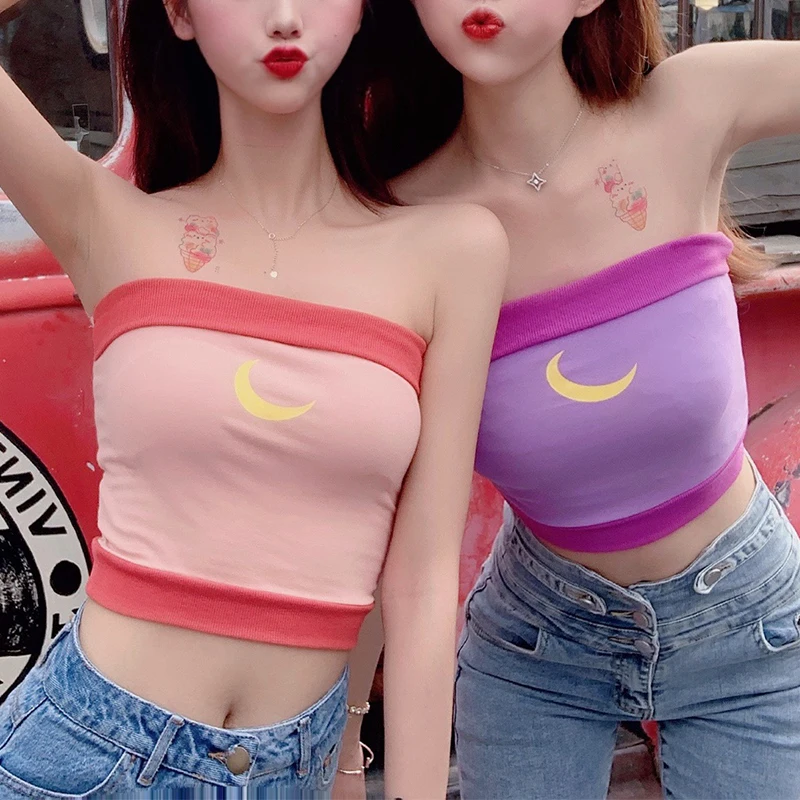 Cute Tube Tops Women Crop Top Strapless Crescent Pattern Best Friend Gifts for Girls Summer kawaii Outfit
Cute Tube Tops Women Crop Top Strapless Crescent Pattern Best Friend Gifts for Girls Summer kawaii Outfit
