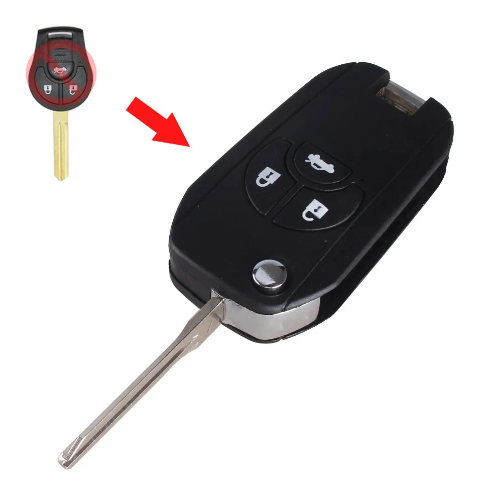 Chiave Telecomando per Nissan Sylphy 3 Tasti Switch Blade Fob Replacement Uncut Blank Key Case -