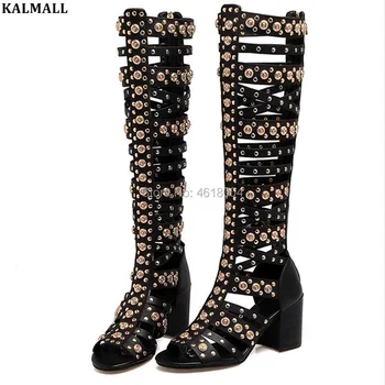 KALMALL Knee High Sandal Boots Women Gladiator Cut Out Spike Sandals Open Toe Block/ Flat Heel Rome Long Sandal Boot Summer
KALMALL Knee High Sandal Boots Women Gladiator Cut Out Spike Sandals Open Toe Block/ Flat Heel Rome Long Sandal Boot Summer