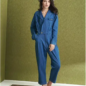 Jumpsuit Denim Women Casual Romper Long Sleeve Blue turn down collar Jeans Bodysuit Overalls
Jumpsuit Denim Women Casual Romper Long Sleeve Blue turn down collar Jeans Bodysuit Overalls