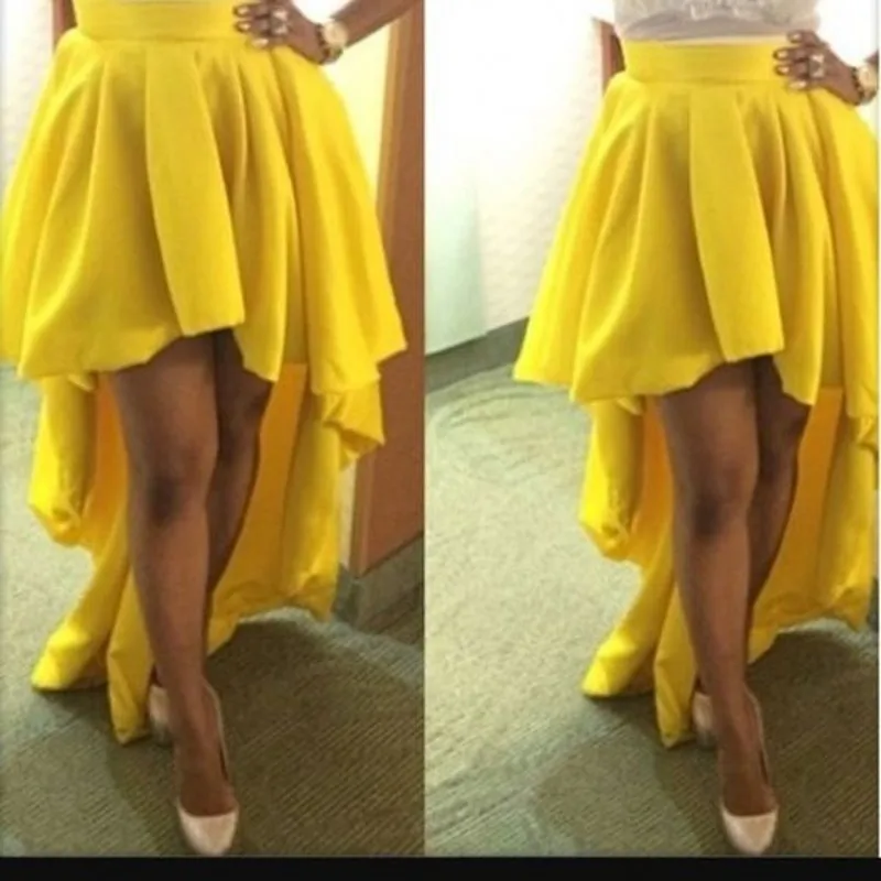 Yellow High Low Skirt Zipper Waist Floor Length Asymmetrical Skirt Fashion Pleated Skirts Women 2016 New Outfits
Yellow High Low Skirt Zipper Waist Floor Length Asymmetrical Skirt Fashion Pleated Skirts Women 2016 New Outfits