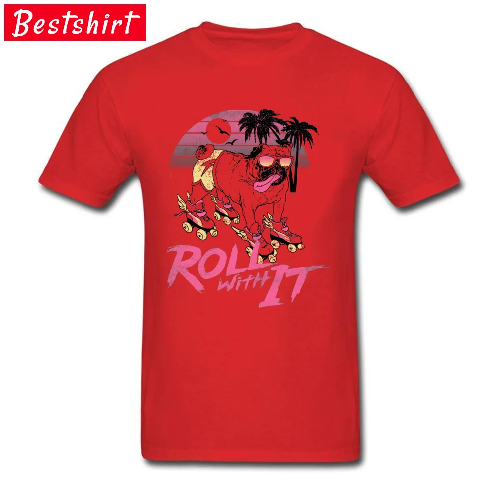 Roll With It -5287 Men's Designer Casual Tops & Tees O Neck Autumn 100% Cotton Tshirts Simple Style Short Sleeve Top T-shirts Roll With It -5287 red