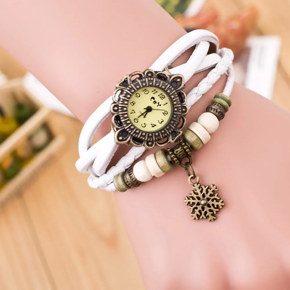 Woman Weave Around Leather Snowflake Bracelet Lady Quartz Wrist Watch 2019 Hot Женские часы Reloj de dama Wd3
Woman Weave Around Leather Snowflake Bracelet Lady Quartz Wrist Watch 2019 Hot Женские часы Reloj de dama Wd3