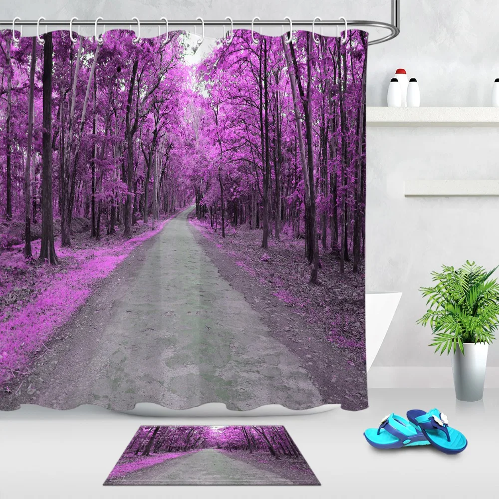 LB Purple Tree Forest Road Tropical Shower Curtain With Mat Set Autumn Bathroom Waterproof Fabric For Art Nature Bathtub Decor
LB Purple Tree Forest Road Tropical Shower Curtain With Mat Set Autumn Bathroom Waterproof Fabric For Art Nature Bathtub Decor