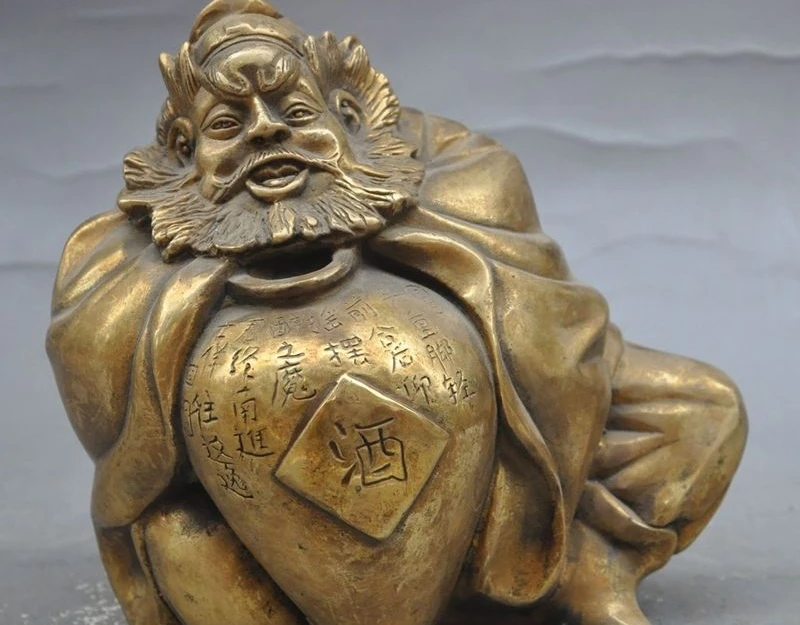 6" Chinese Brass Immortal Tianshic Zhong Kui ChungKuel drink Drunkenness Statue
6" Chinese Brass Immortal Tianshic Zhong Kui ChungKuel drink Drunkenness Statue