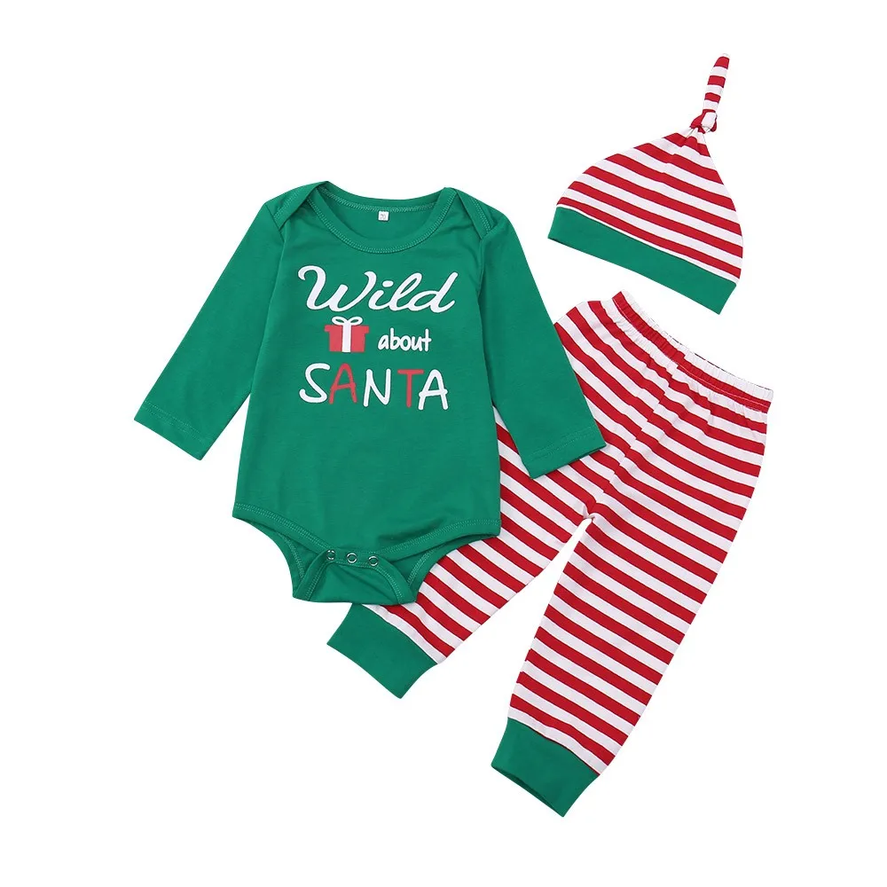 Newborn Baby Boy Girl Cute Christmas Letter Striped Print Full Sleeve Romper+Pant+Hat Set Clothes
Newborn Baby Boy Girl Cute Christmas Letter Striped Print Full Sleeve Romper+Pant+Hat Set Clothes