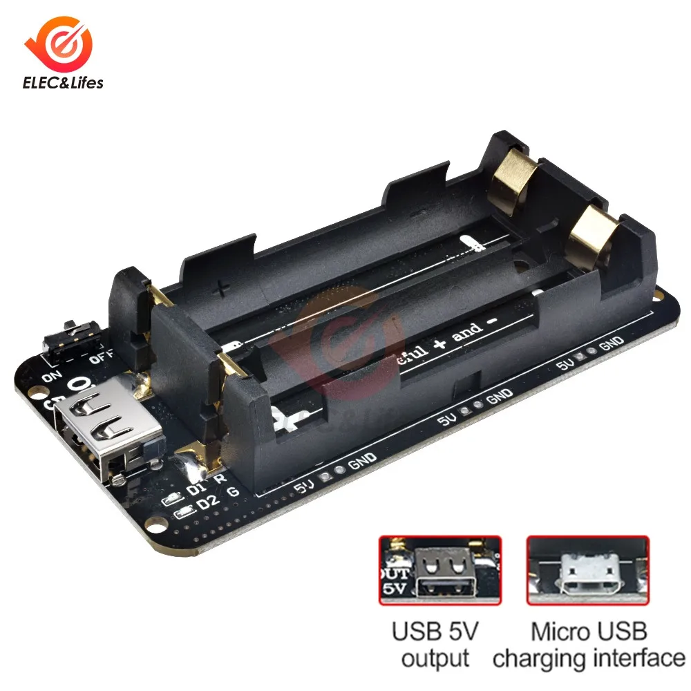 2Pcs Two Voltage 5V 2.2A/3A 3V/1A ESP32 18650 Lithium Battery Shield V8 Board Module Mobile Power Expansion Board esp32 ESP8266
2Pcs Two Voltage 5V 2.2A/3A 3V/1A ESP32 18650 Lithium Battery Shield V8 Board Module Mobile Power Expansion Board esp32 ESP8266