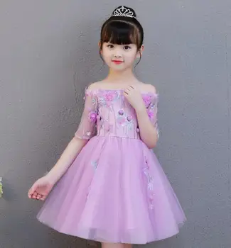 2018 High Quality Handmade Flower Dress for Wedding purple sleeveless applique Flower Children evening Dress Christmas dress 
2018 High Quality Handmade Flower Dress for Wedding purple sleeveless applique Flower Children evening Dress Christmas dress