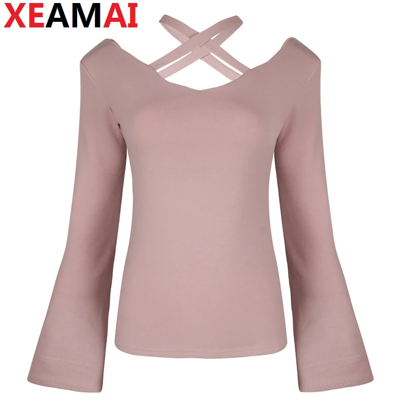 Autumn bandage Shirt Women Sexy Blouses Oblique Hollow Out Long Sleeves Blouse Flare Sleeve Shirts Black Tops Cotton Knitted
Autumn bandage Shirt Women Sexy Blouses Oblique Hollow Out Long Sleeves Blouse Flare Sleeve Shirts Black Tops Cotton Knitted