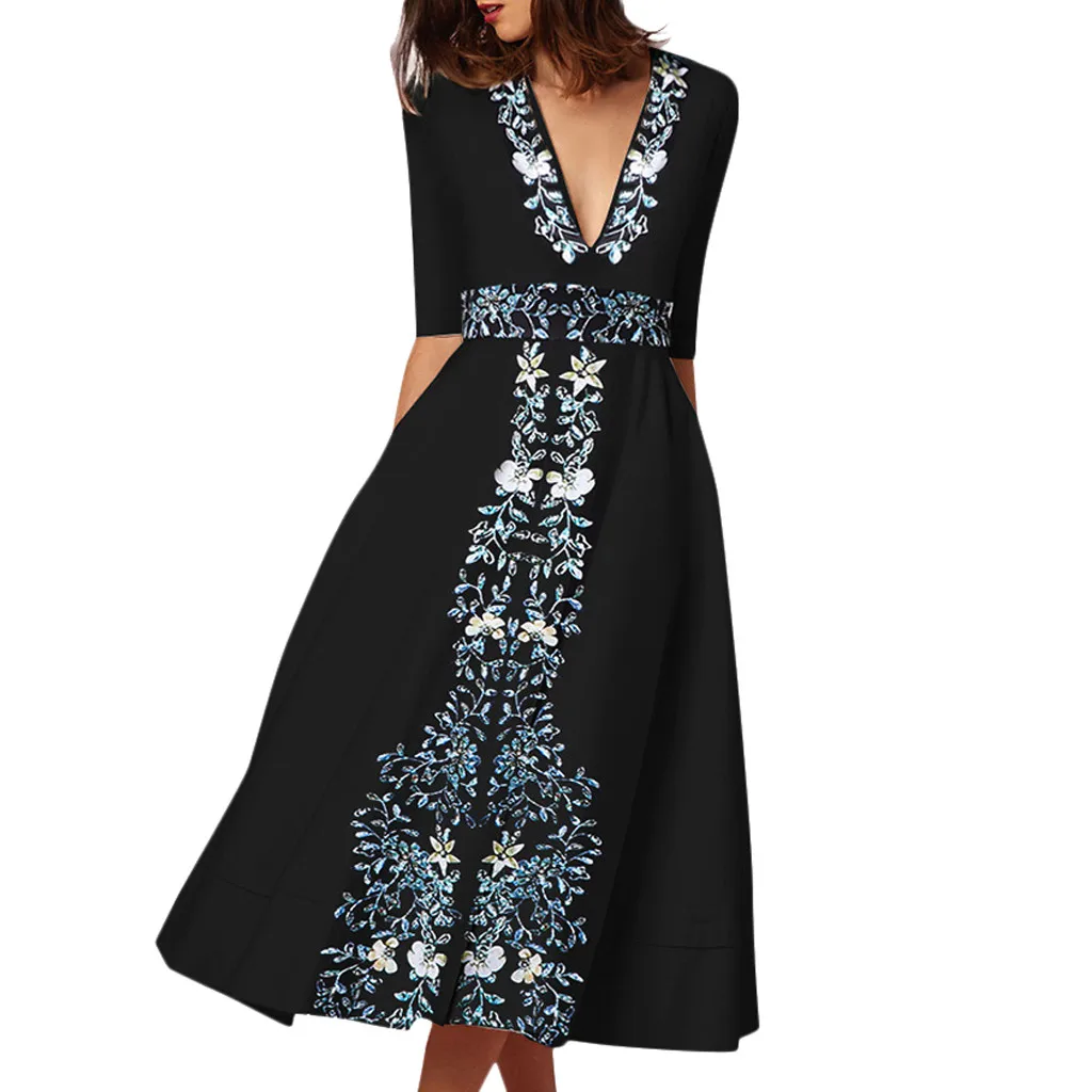 women boho dress long sleeve Women's Vintage Long Grom Grint Ladies Evening Party Swing Dress#G7
women boho dress long sleeve Women's Vintage Long Grom Grint Ladies Evening Party Swing Dress#G7
