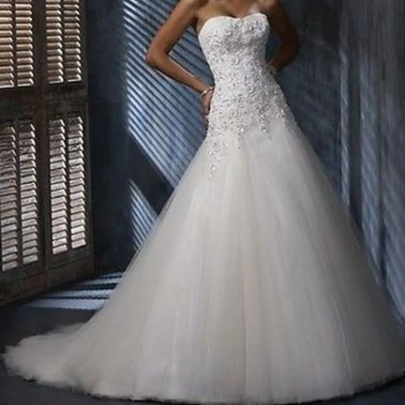 Elegant White/Ivory Lace Wedding Dresses Vestidos De Novia Princesa Robe Mariage For 2016 Bride Dresses Lace-Up Strapless
Elegant White/Ivory Lace Wedding Dresses Vestidos De Novia Princesa Robe Mariage For 2016 Bride Dresses Lace-Up Strapless
