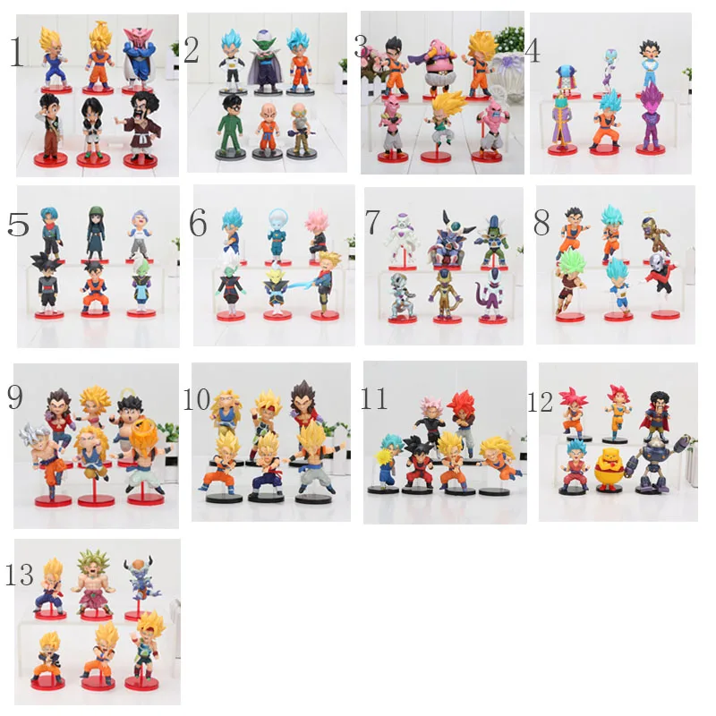 6pcs/set 5-7cm Dragon Ball Z wcf Son Gokou Son Gohan Vegeta Piccolo Kuririn Master Roshi PVC Collectible Model Figure Kids Gifts
6pcs/set 5-7cm Dragon Ball Z wcf Son Gokou Son Gohan Vegeta Piccolo Kuririn Master Roshi PVC Collectible Model Figure Kids Gifts