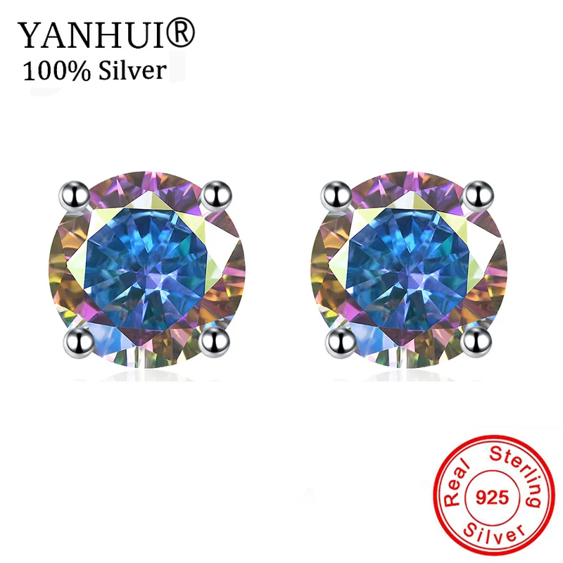 YANHUI Fashion Color Silver Stud Earrings 925 Sterling Sliver Jewelry 8MM Round 2 Carat Cubic Zirconia Stud Earrings for Women
YANHUI Fashion Color Silver Stud Earrings 925 Sterling Sliver Jewelry 8MM Round 2 Carat Cubic Zirconia Stud Earrings for Women