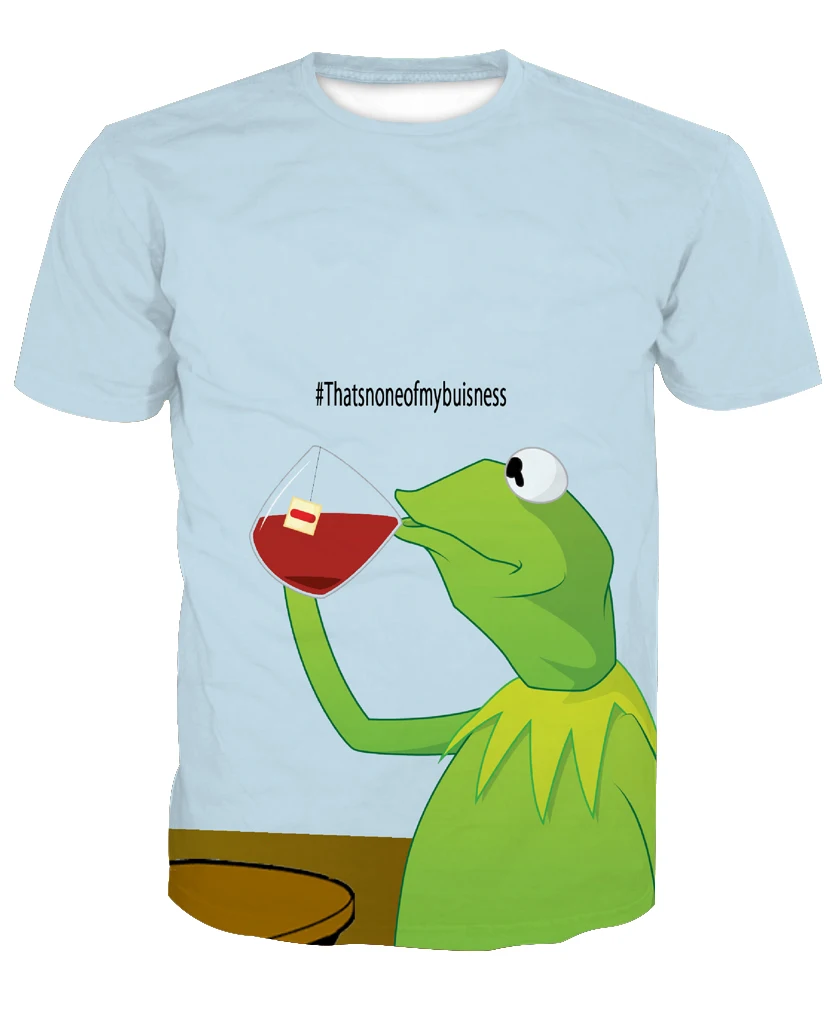 Новые модные повседневные футболки с короткими рукавами 3D принтом лягушки на
