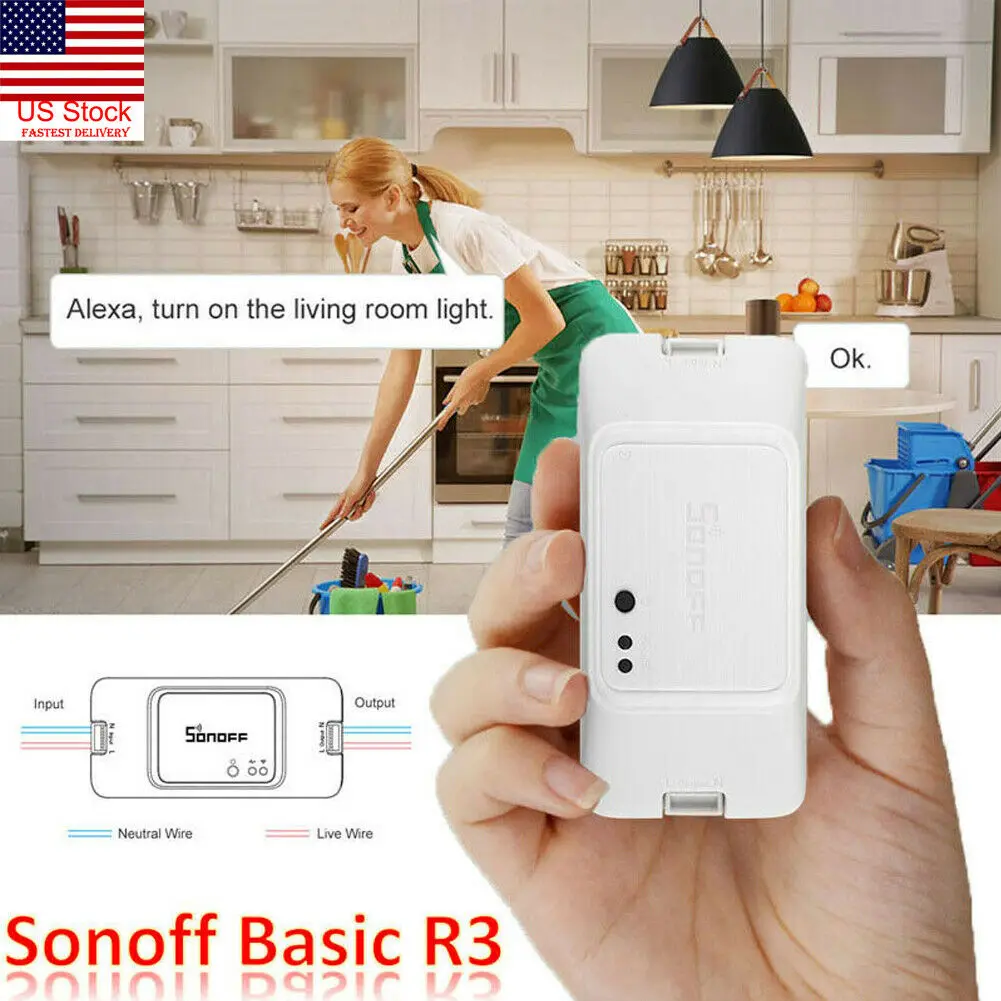 SONOFF Basic R3 Smart control Switch WIFI DIY controller timer work with Alexa Google home IFTTT Homekit control by ewelink
SONOFF Basic R3 Smart control Switch WIFI DIY controller timer work with Alexa Google home IFTTT Homekit control by ewelink