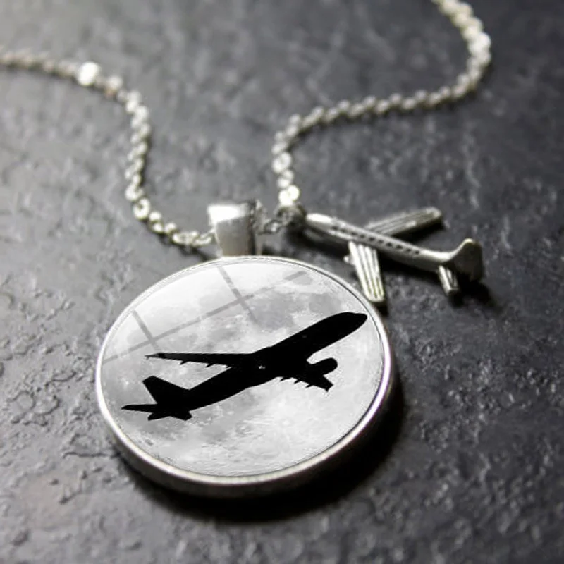 XUSHUI XJ Aircraft Grey Moon Glass Cabochon Pendant Necklace Travel Explore Discover Creative Statement Necklace for Women Gifts
XUSHUI XJ Aircraft Grey Moon Glass Cabochon Pendant Necklace Travel Explore Discover Creative Statement Necklace for Women Gifts