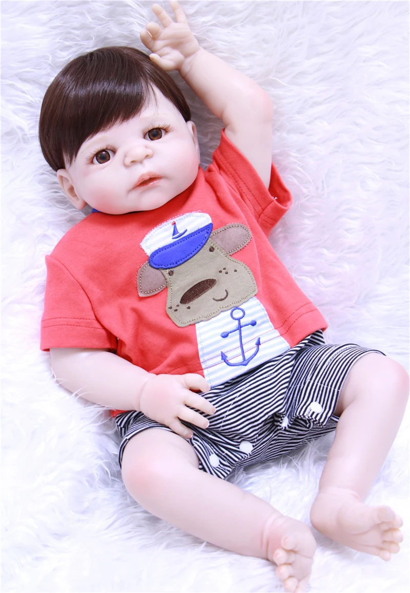 57cm Short black hair boy reborn toy dolls silicone dolls reborn child fake baby silicone doll bebe alive reborn menino bonecas
57cm Short black hair boy reborn toy dolls silicone dolls reborn child fake baby silicone doll bebe alive reborn menino bonecas