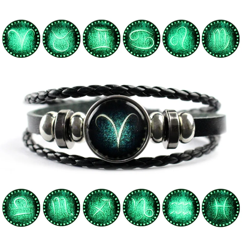 Sale Fashion luminous 12 Constellations Leather Zodiac Sign with beads Bangle Bracelets For Men Boys Jewelry Travel Accessories
Sale Fashion luminous 12 Constellations Leather Zodiac Sign with beads Bangle Bracelets For Men Boys Jewelry Travel Accessories