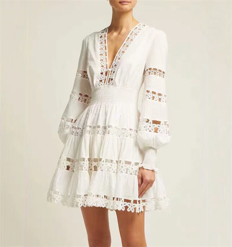 Fashion Designer Runway Dress 2019 Spring Elegant Women's Lantern Long Sleeve V Neck Hollow Out Casual Mini Dress White
Fashion Designer Runway Dress 2019 Spring Elegant Women's Lantern Long Sleeve V Neck Hollow Out Casual Mini Dress White