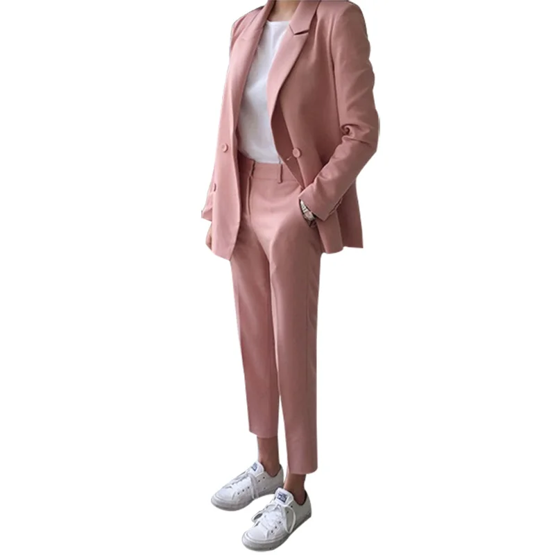 Women pant suits formal suit female fashion British style pink casual temperament office ladies OL commercial two-piece suit
Women pant suits formal suit female fashion British style pink casual temperament office ladies OL commercial two-piece suit